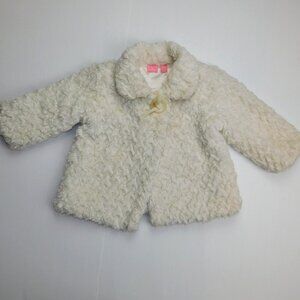 The Children's Place Cream Faux Fur Jacket Baby 12-18 months Satin Lined